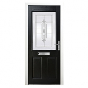 Wickes Avon Composite Door Black 2 Panel 2100 x 880mm Left O