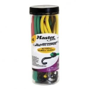 Master Lock Jar of 6 Twin Wire Bungees (2 x 60+ 2 x 80 + 2 x