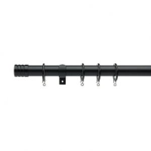 25/28mm Extendable Stud Curtain Pole 120-210cm Black