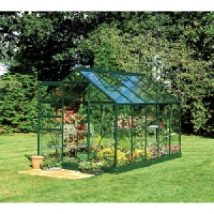 Halls Greenhouse Aluminium with Hort Glass Green with Base 6