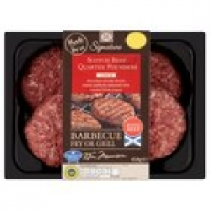 Morrisons  M Signature Scotch Beef Quarter Pounders