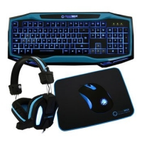Scan  Game Max Raptor Keyboard Mouse Headset Mouse Mat Kit In Blue
