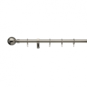 16/19mm Extendable Curtain Pole 120-210cm Satin Steel