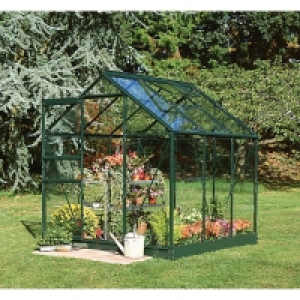 Halls Greenhouse Aluminium with Hort Glass Green with Base 6