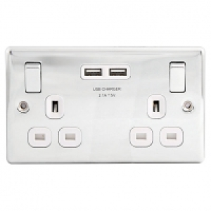 Masterplug 2G Chrome 2.1AMP USB socket
