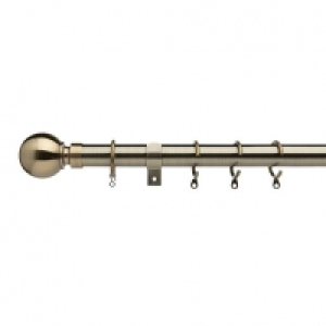 25/28mm Extendable Ball Curtain Pole 120-210cm Antique Brass