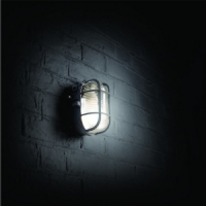 Wickes 60W Caged Oval Bulkhead Black
