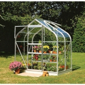 Halls Supreme Curved Greenhouse Aluminium with Base 6x4