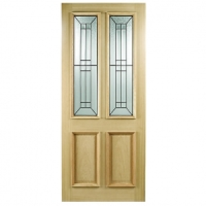 Wickes  Wickes Malton External Oak Veneer Door Glazed 2 Panel 1981x7