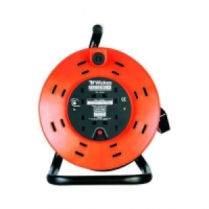 Wickes Open Drum Cable Reel With Thermal Cutout 4 Sockets 30 &pound;38.99