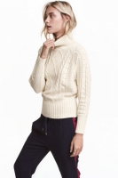 HM   Cable-knit polo-neck jumper