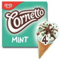 Tesco  Cornetto Mint Ice Cream Cone 4 X 90Ml