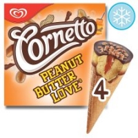 Tesco  Cornetto Peanut Butter Ice Cream Cones 4 X 90Ml