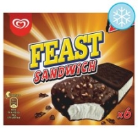 Tesco  Feast Sandwich Ice Cream 6X86ml