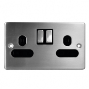 2 Gang Wall Socket - Stainless Steel 13 Amp &pound;1.00
