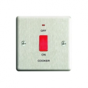 Wickes 45A Cooker Switch 1 Gang Brushed Steel Raised Plate £15.49