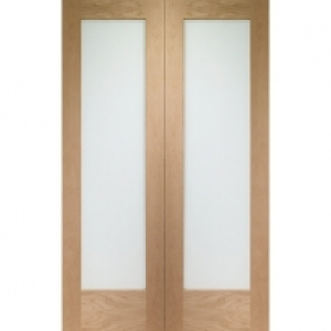 Wickes Oxford Glazed Internal Rebated Oak Veneer Door Pair 1