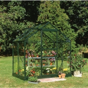Halls Greenhouse Aluminium with Hort Glass Green with Base 6