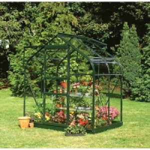 Halls Supreme Greenhouse with Toughened Glass Green 6x4