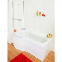 Wickes  Wickes Misa Compact Shower Bath Left Hand White 1500mm