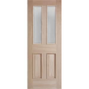 Wickes  Wickes Denham Internal Oak Veneer Door Glazed 4 Panel 1981x6