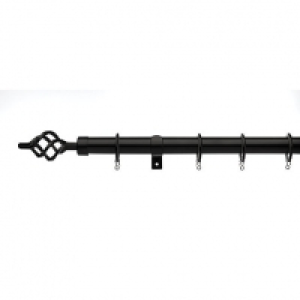 28mm Metal Cage Curtain Pole Black 1.2m