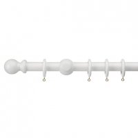 Wickes  28mm Wood Curtain Pole Kit White 2.4m