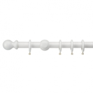 Wickes  28mm Wood Curtain Pole Kit White 2.4m