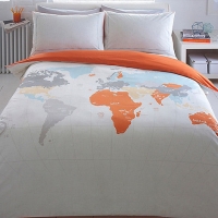 Debenhams Ben De Lisi Home Light grey world Map print bedding set