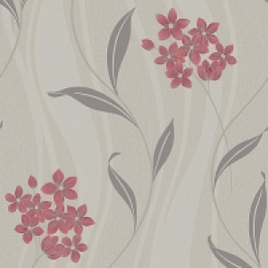 Wickes  Superfresco Colour Elise Decorative Wallpaper Coral/Grey