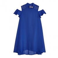 Debenhams Bluezoo Girls bright blue cold shoulder trapeze dress