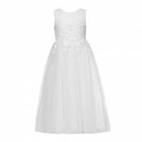 Debenhams Rjr.john Rocha Girls white lace embellished flower applique mesh dress