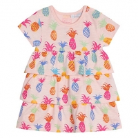 Debenhams Bluezoo Baby girls pink pineapple print rara dress