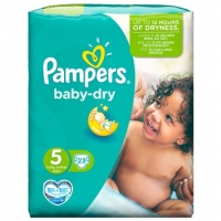 BMStores  Pampers Baby-Dry Nappies Size 5 Junior 23pk