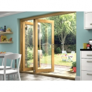 Wickes Isaac Oak Veneer Folding Patio Doorset 8ft Wide Rever