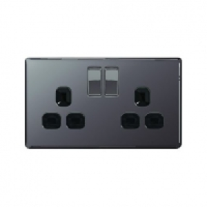 Wickes 13A Switched Socket 2 Gang Black Nickel Screwless Fla £15.99