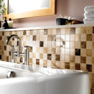 Wickes Emperador Beige & Dark Brown Polished Marble Mosaic T