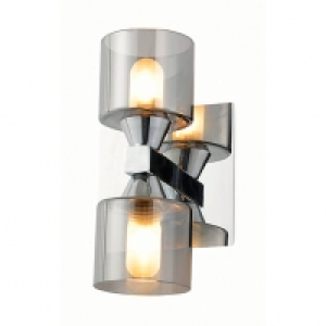 Spa Taurus 2 Light Bathroom Wall Light Chrome Smoke Grey &pound;30.39