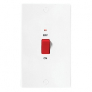 Wickes 45A Control Switch 2 Gang Slimline White £8.99