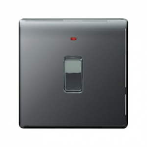 Wickes 20A Light Switch + LED 1 Gang Black Nickel Screwless