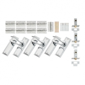 Wickes Bravo Latch Handles Pair Set Polished Chrome Finish 3
