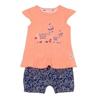 Debenhams Mantaray Baby girls orange llama embroidered tunic and shorts set