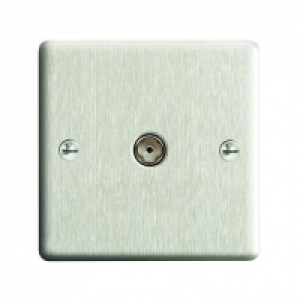 Wickes Coaxial Socket 1 Gang Brushed Steel Raised Plate £10.49