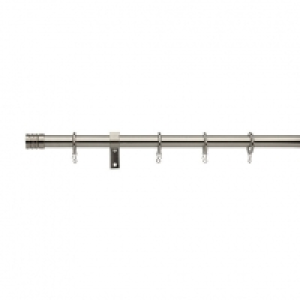 28mm Metal Stud Curtain Pole Satin Steel 1.2m