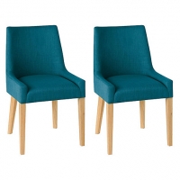 Debenhams Debenhams Pair of teal blue Ella upholstered tub dining chairs with 