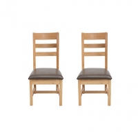 Debenhams Willis & Gambier Pair of oak Normandy ladder back dining chairs with dark b