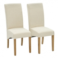 Debenhams Willis & Gambier Pair of natural Fletton upholstered dining chairs with oak