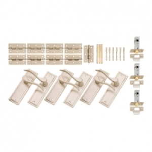 Wickes Bravo Latch Handles Pair Set Satin Nickel Finish 3 Pa