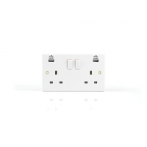 Alpha 13A 2 Gang Socket with Twin 3.1AMP USB Sockets, White