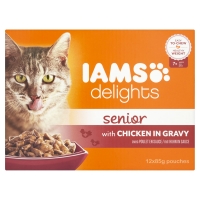Wilko  Iams Delights Wet Cat Food in Gravy Senior 12x85g